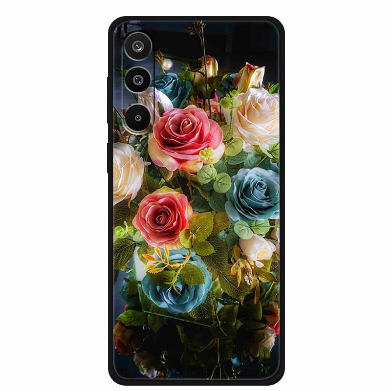 For Samsung Galaxy A36 5G Case Flowers Printed Silicone Phone Cases Cover for Samsung A26 5G TPU Shells A 26 36 Black TPU Coques