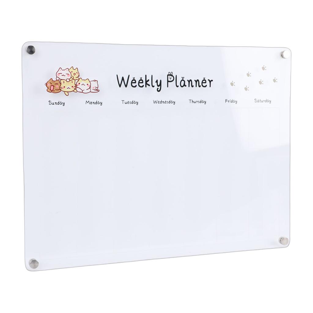 Acryl Wochenplaner Magnetisch Beschreibbar Transparent Wochenplanungsboard für Kühlschrank