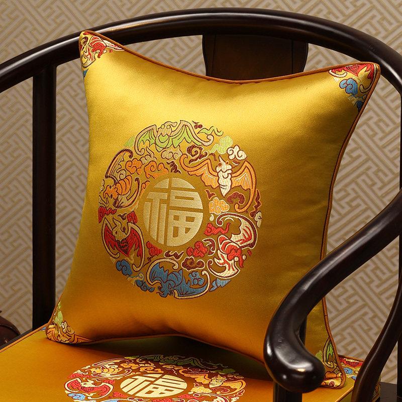 Chinese-Style Jacquard Square Pillow Cover Embroidered Lumbar Pillow Case Sofa Large Backrest Cover Hotel Office Home Decor