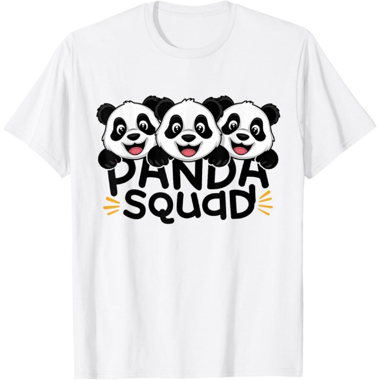 Kids Panda Shirts for Panda Lovers Panda Squad T-Shirt _ Unisex-Kids Blue Panda Themed Kids T-Shirt S