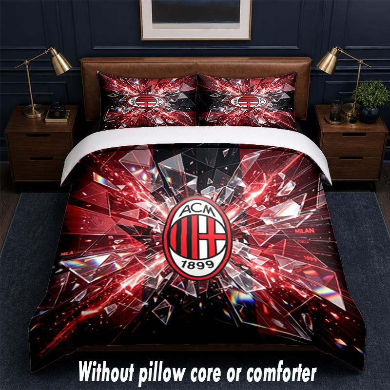 AC Milan Design Bed Bedding Set 1 Duvet Cover + 2 Pillowcases Soft Breathable Household Bed Linens