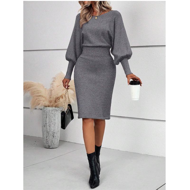 European Style Slim-Fit Knit Dress - Autumn/Winter Hip-Hugging