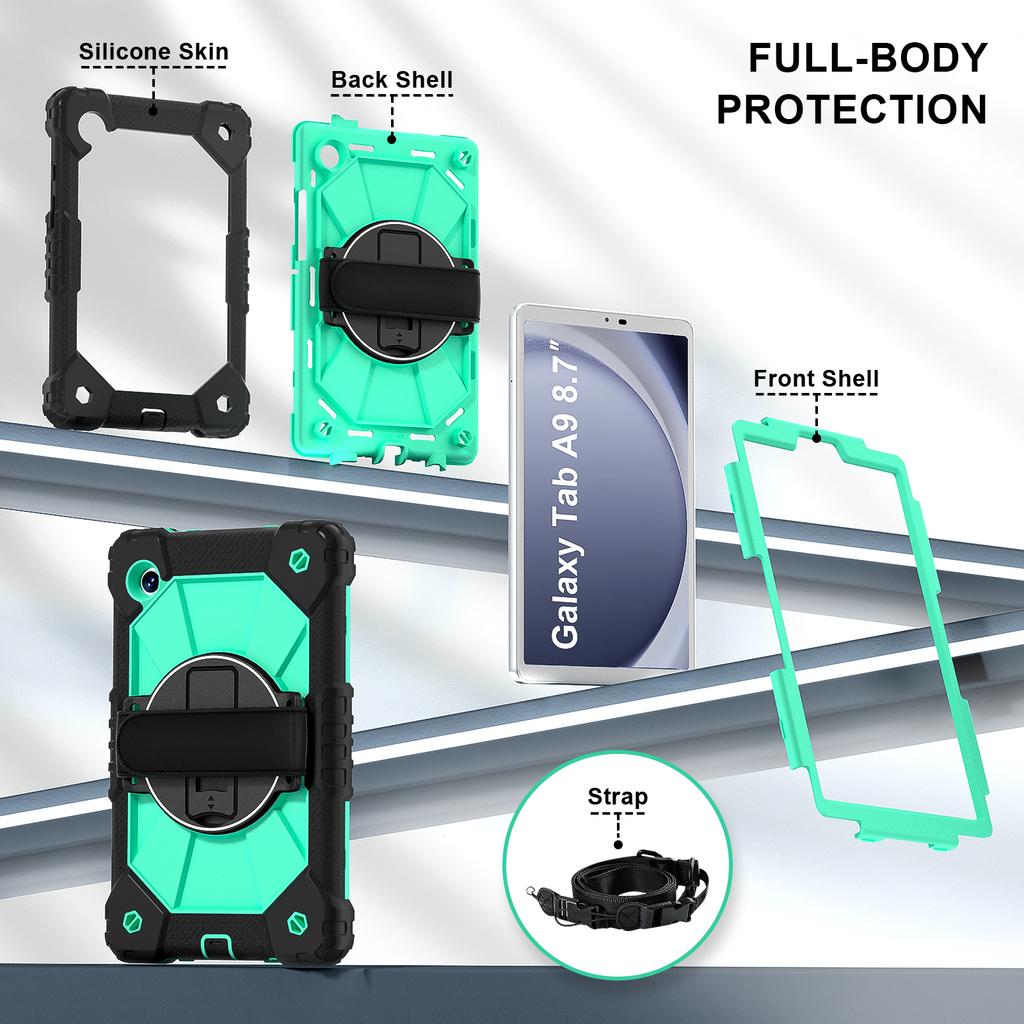 360 - Degree All - Round Protection! Multifunctional Tablet Case for Samsung Galaxy Tab A9. SM-X110/SM-X115 8.7