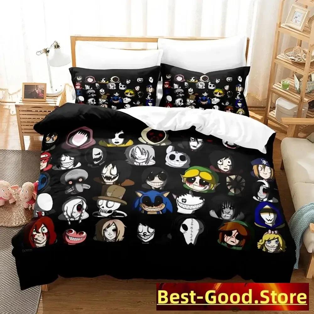 Jeff And Jane Creepypasta Printed Bed Set Duvet Cover Pillowcase Bedding Set Linen Sheet Quilt Cover Queen King Size Anime