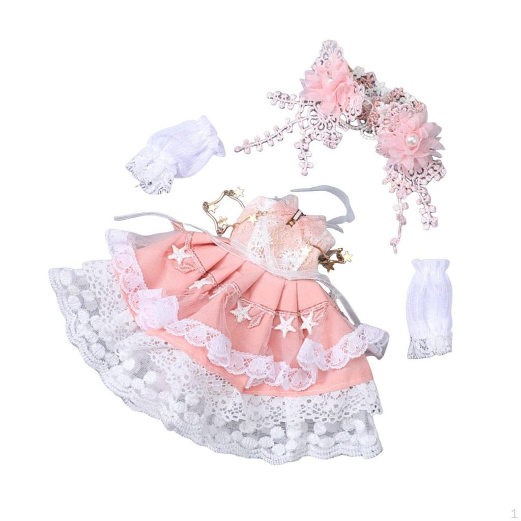 BJD Doll Dress Layered Skirt 1/6 Ruffle Details Miniature Apparel for Display, Photo