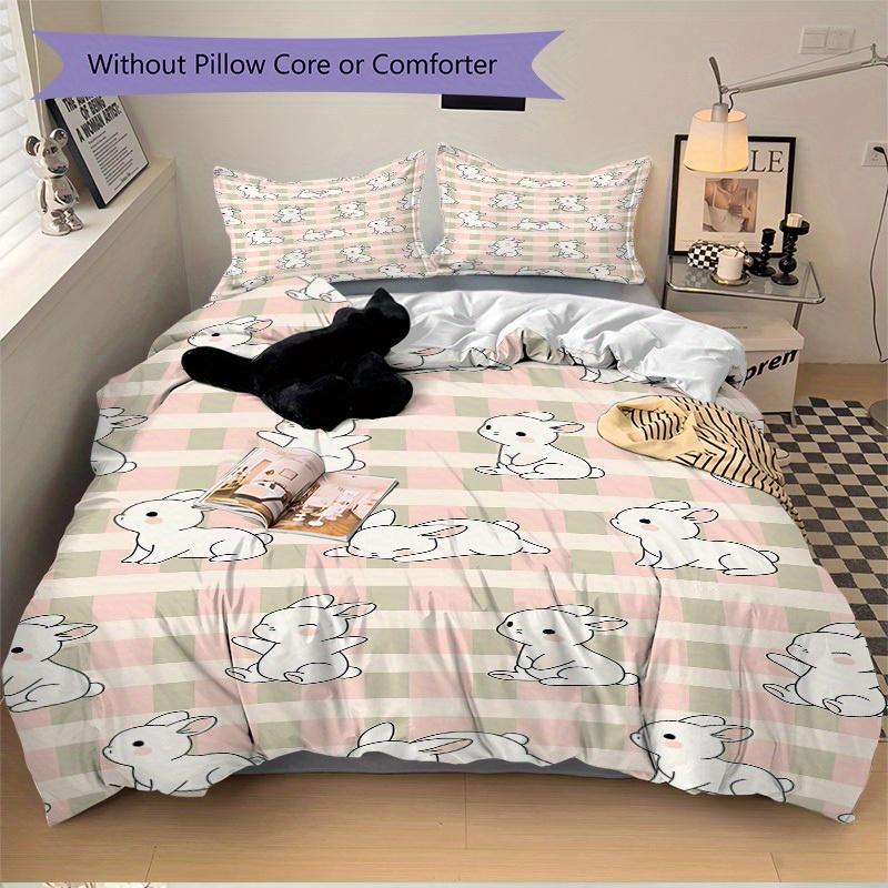 3pcs Animal-themed Bunny Rabbit Soft and Comfortable Breathability, Bedding Set, Machine Washable, Suitable for All Seasons158