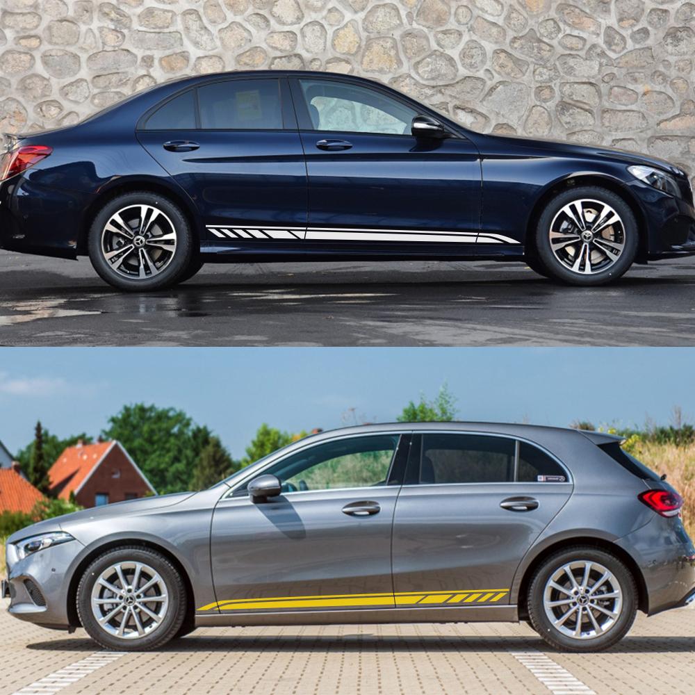 Car Side Stripe PVC Stickers For Mercedes Benz W205 W204 W203 W212 C Class C180 C200 C300 C63 Vinyl Styling Tuning Accessories