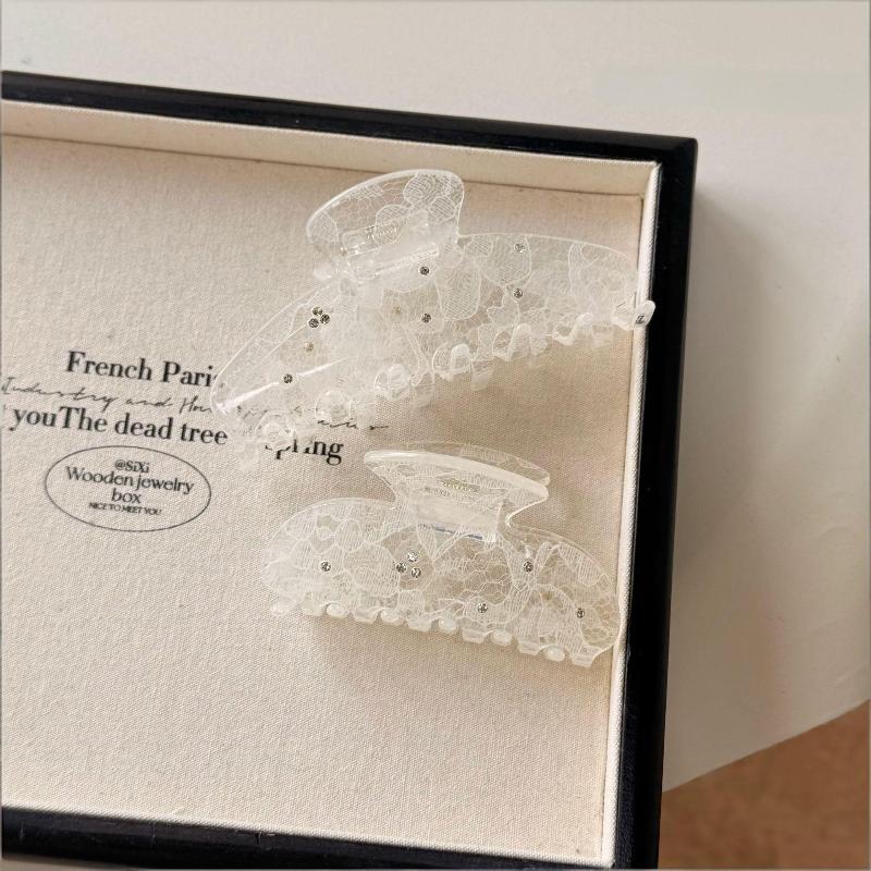New Korean Woman Senior Lace Pattern Hair Claw Barrettes Girl Fashion Hair Clips Hair Headwear Hair Accessories Hairpins