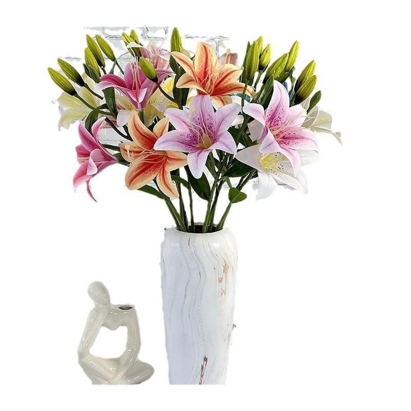 Luxury Artificial Lily 2head Florals With Delicate Craftsmanship For Home Decoration And Wedding Settings