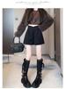 2024 Wool High-Waisted Wide-Leg Shorts for Women - Autumn/Winter Sequin Casual Pants with Boots