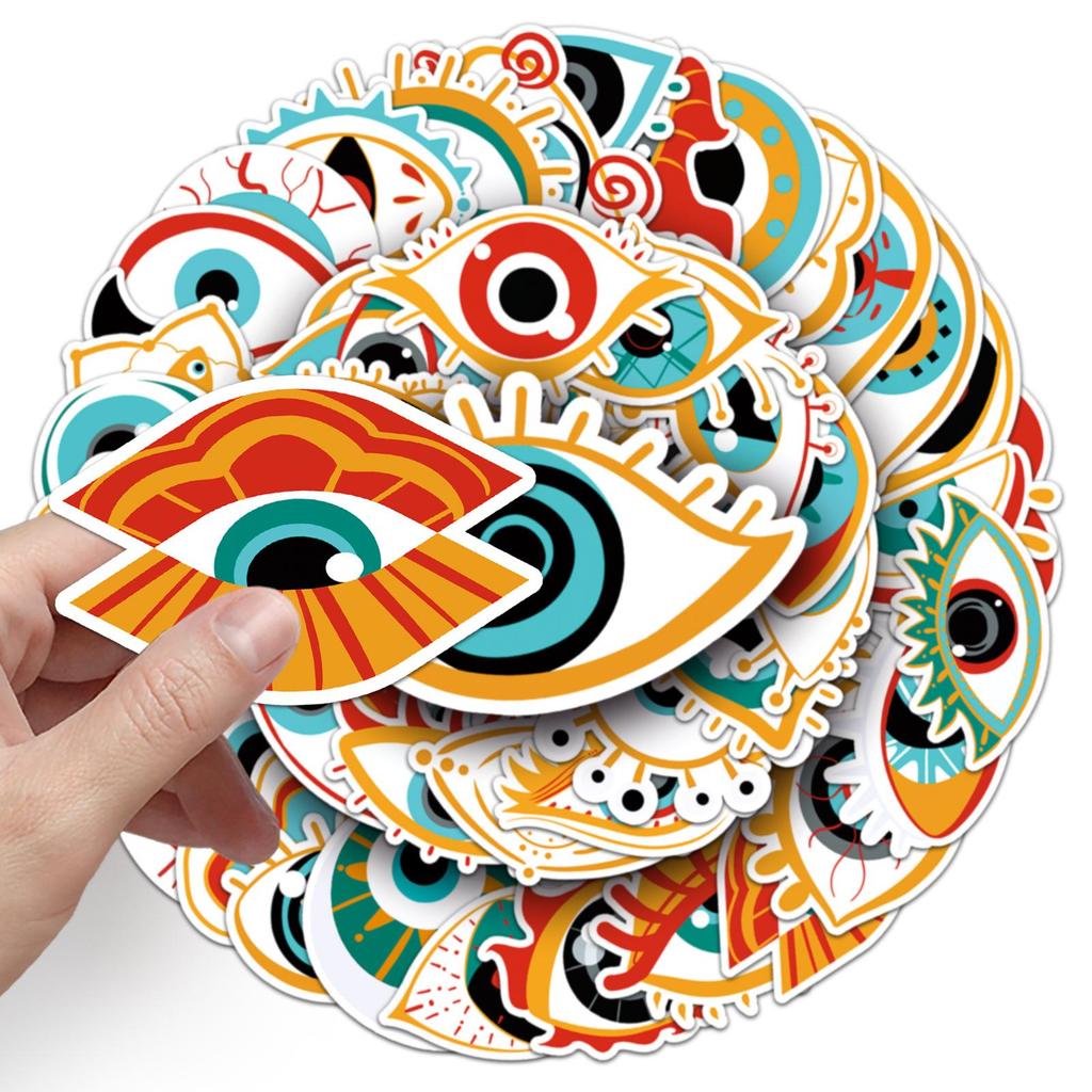 50-Piece Horror Demon Eye Halloween Waterproof Sticker Set for Notebooks