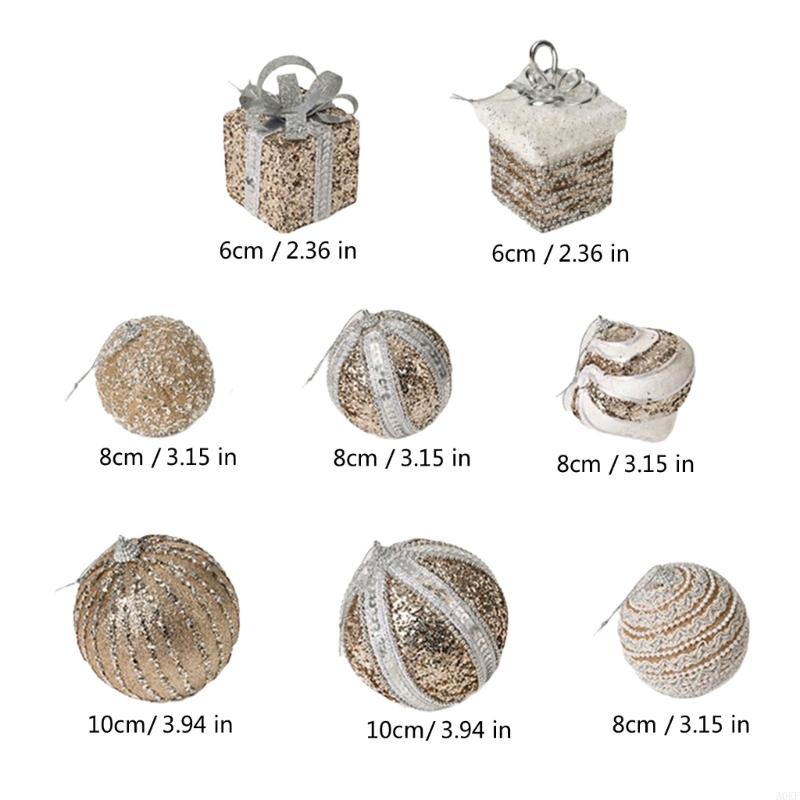 8Pcs Sparkling Christmas Baubles Ball Ornament for Christmas Tree Decorations A0KF