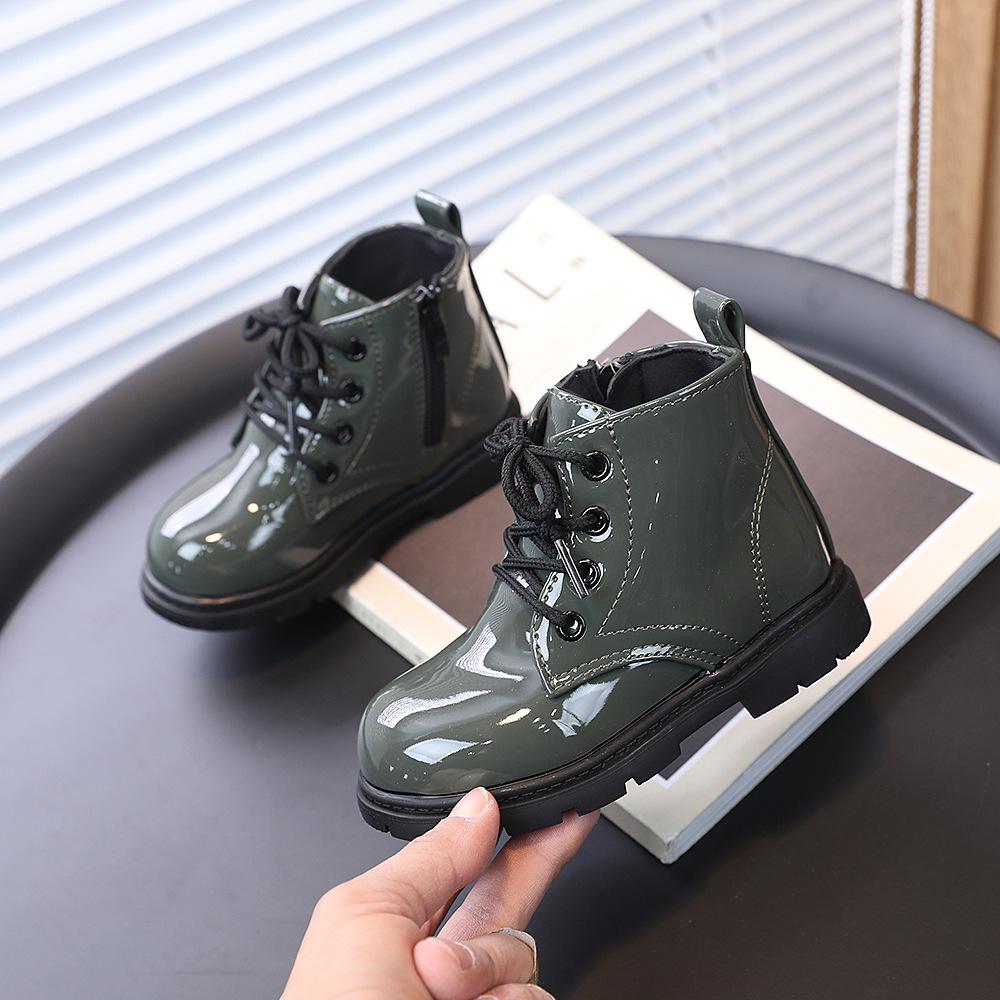 2025 New Spring/Autumn Children’s PU Leather Martin Boots for Boys and Girls