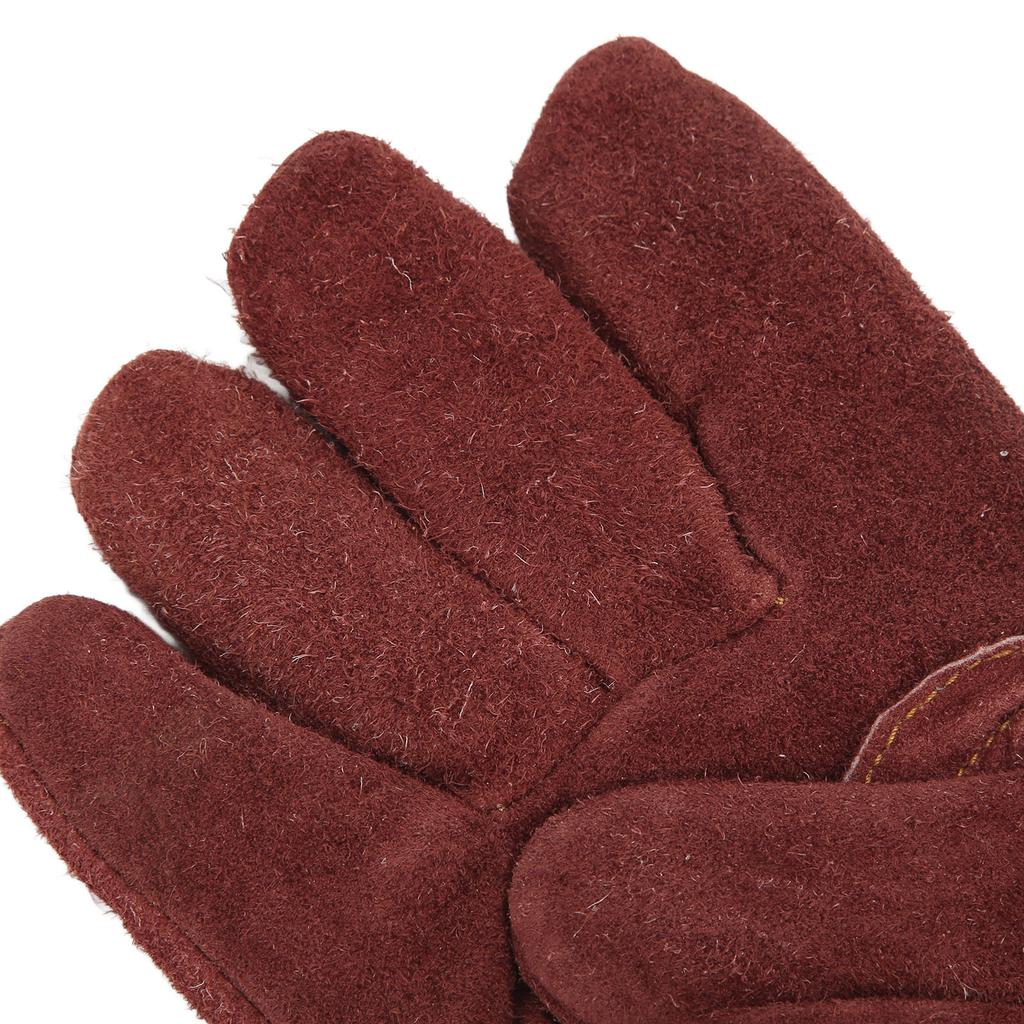 Heat Resistant Gloves Calf Leather Polyester Hand   BBQ Grill Oven Mitts Short Type