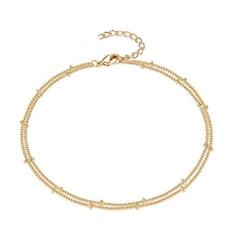 Elegant Double-Layer Copper Bead Anklet - Fashionable & Versatile Women's Foot Chain