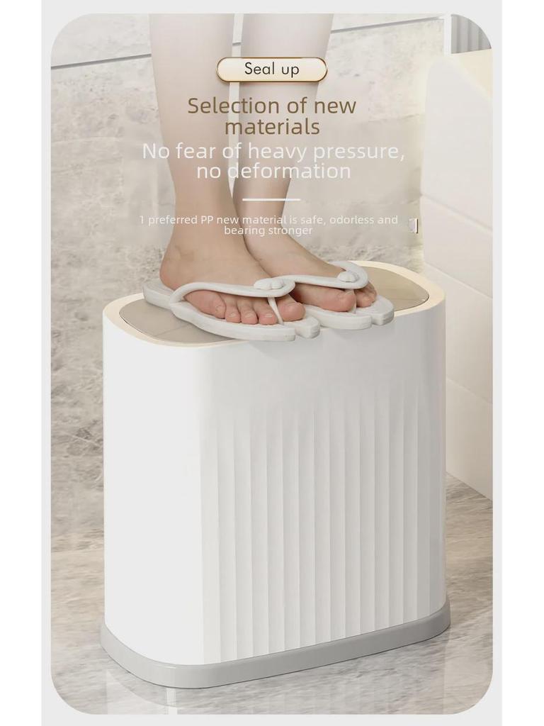 Push-Open Lid Trash Can for Bathroom or Living Room
