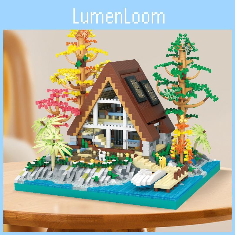 Center Lake Creative Wooden House Scene Assembly Building Block Model Gift Toy