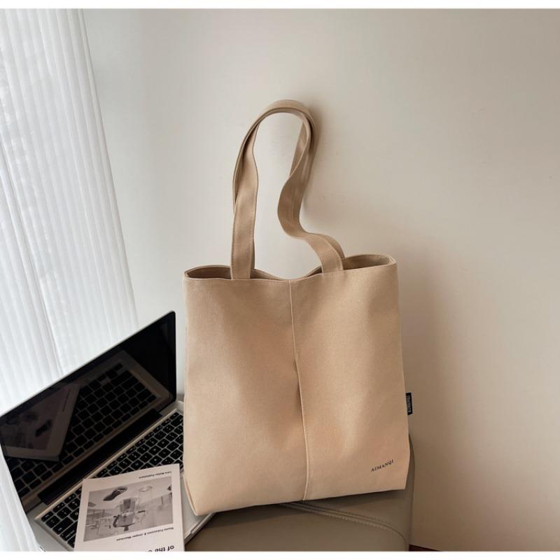 Simple Casual Shopping Bag Canvas Bag New Fashion Retro Texture Tote Shoulder Bag