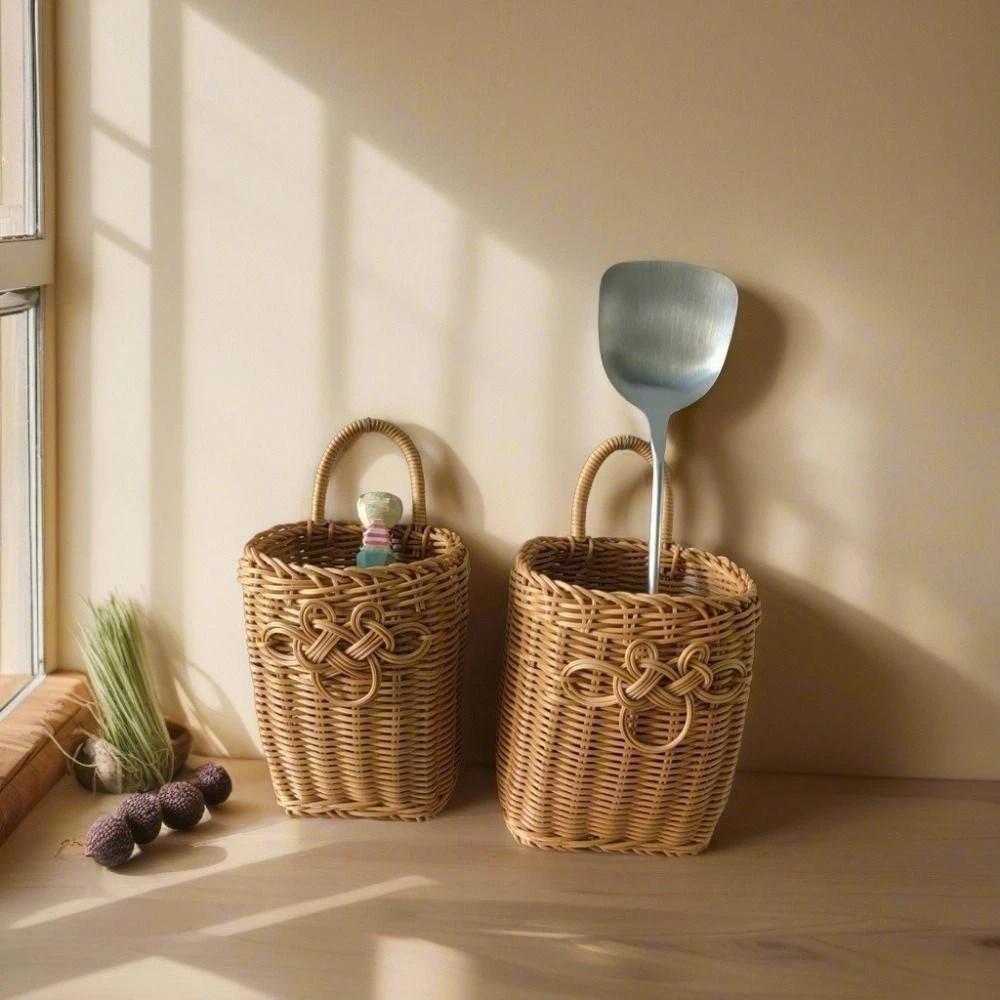Plastic Handwoven Storage Basket Decorative Wall Hanging Basket  Picnic