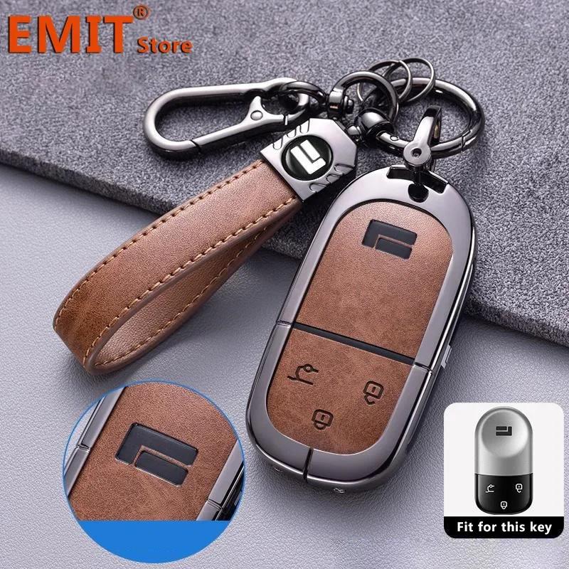 Fit For Baic Jishi Polestone 01 Polestones Zinc Alloy Genuine Leather Auto Key Fob Remote Smart Case Cover Housing Key Ring Ring Mount Auto