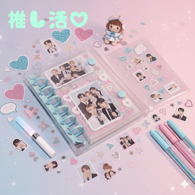 Transparent Purple Sticker A7 Includes 10 Clear Refills for Heisei Bonbon Drop Stickers Book, Binder, (Purple)