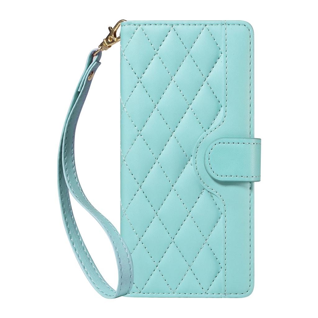 Applicable To Samsung S24 Fashion Leather Case A55 Small Fragrant Wind Diamond Grid Card Wallet Diagonal Span Portable Rope A05S Solid Color