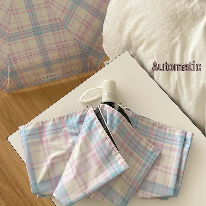 Chic Student Folding Umbrella: UV Protection, Dual-Use Automatic Sunshade