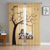 Owl Eyes Cute Claws Animal Window Curtains Sheer Chiffon For Living Room Bedroom Kitchen Decor