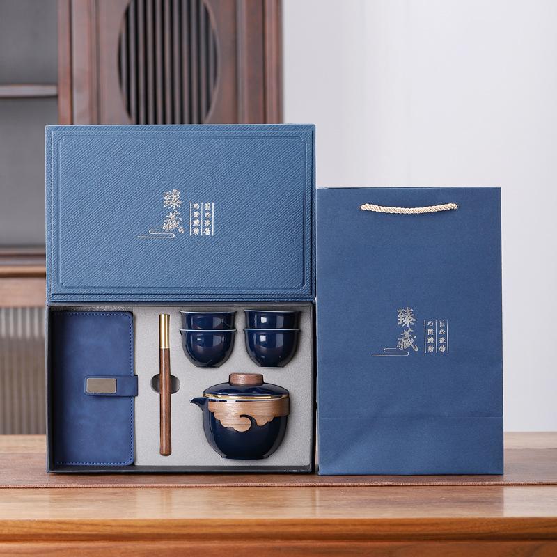 Ceramic Kung Fu Tea Set Business Banking Company sends customers and employees high-end gift sets as opening gifts