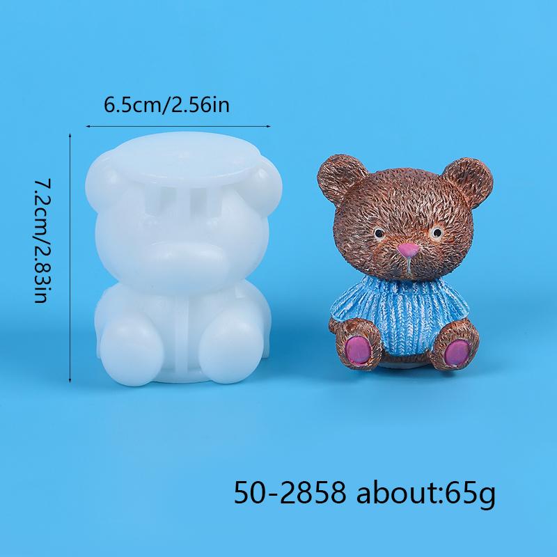 Bear Candle Silicone Mold for Valentine's Day Gift 3D Bear with Heart Aromatherapy Soap Plaster Gypsum Ornament Mould Home Decor