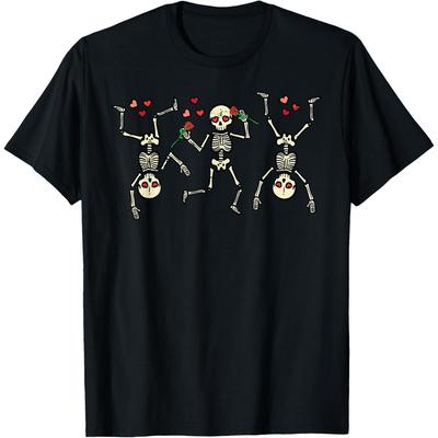 Valentines Day Dancing Skeletons Funny Bones Men Women Boys Girls Cotton Men T Shirt