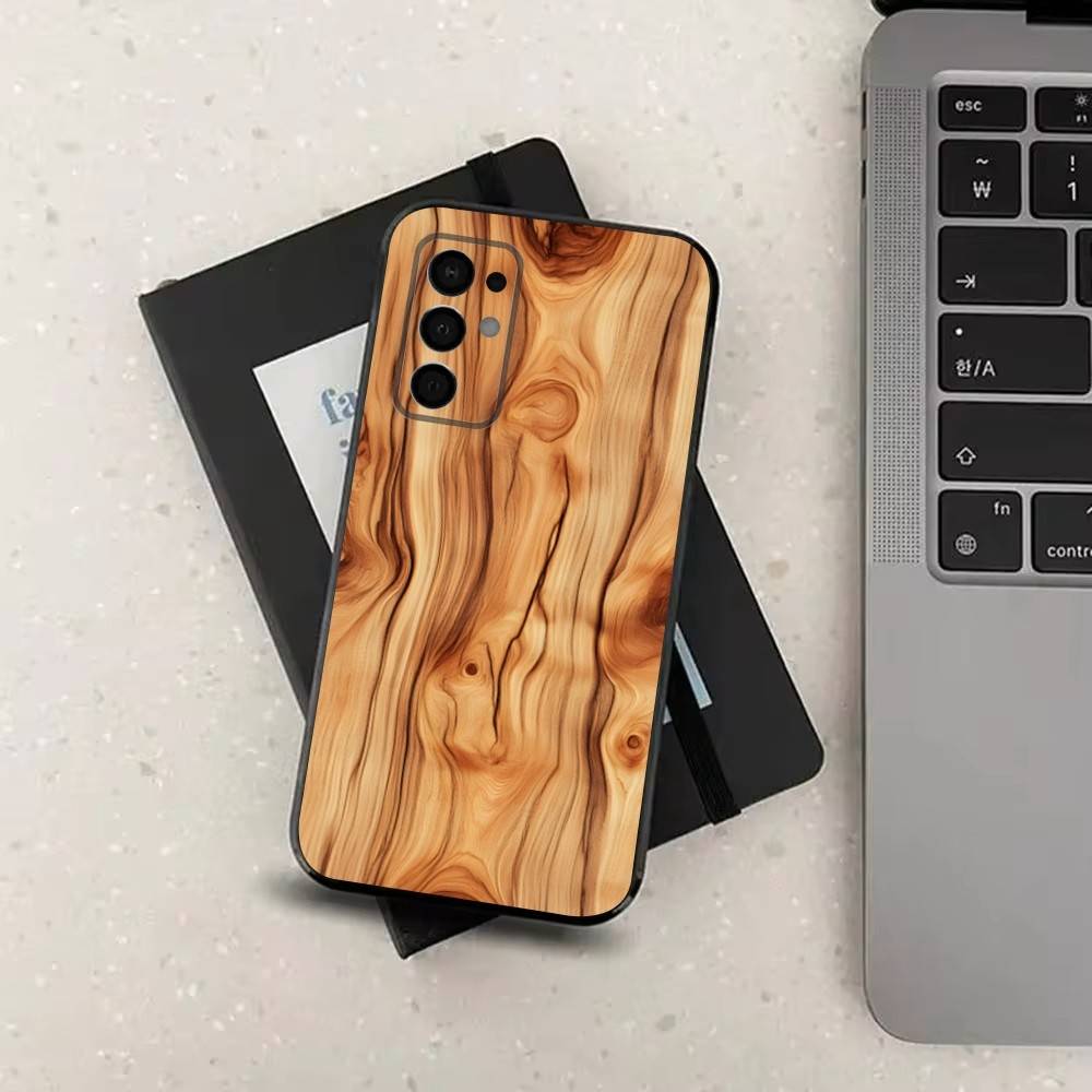 Wood Texture Natural Case For Samsung Galaxy A73,52,71,53,32,72,41,J7,22,Note,31,8,9,Soft Black Silicone Cover