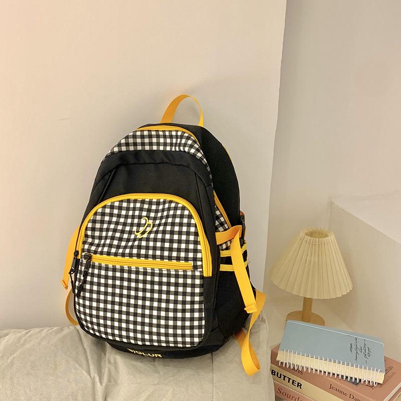 Schoolbag Japanese plaid girl style backpack cute large capacity lightweight nylon backpack college student versatile backpack