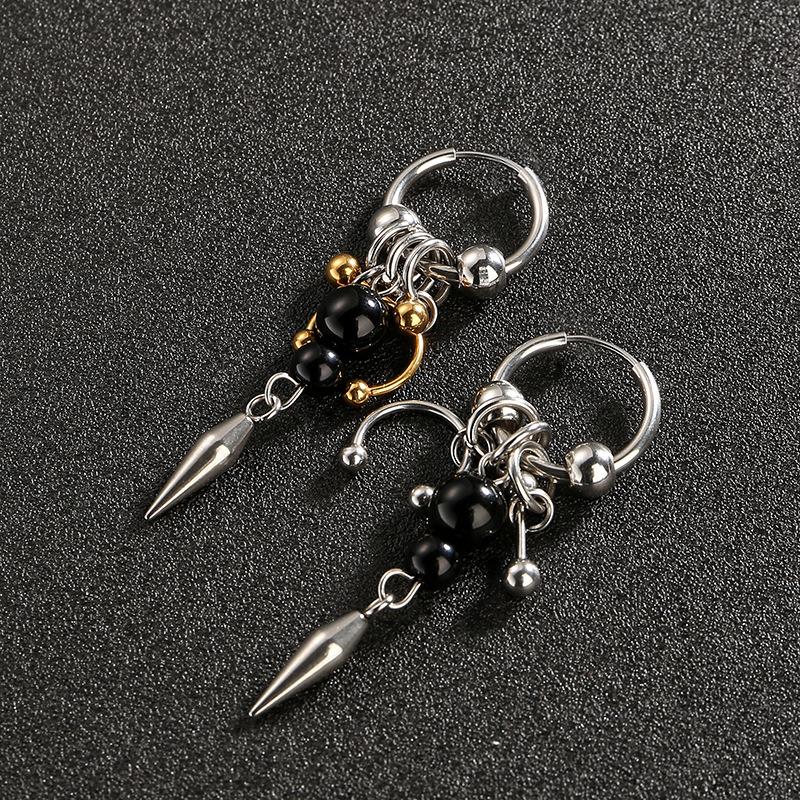1PCS Fashionable Punk Rivet Tassel Earrings Neutral Cool Rock Style Geometric Irregular Daily Jewelry Gifts