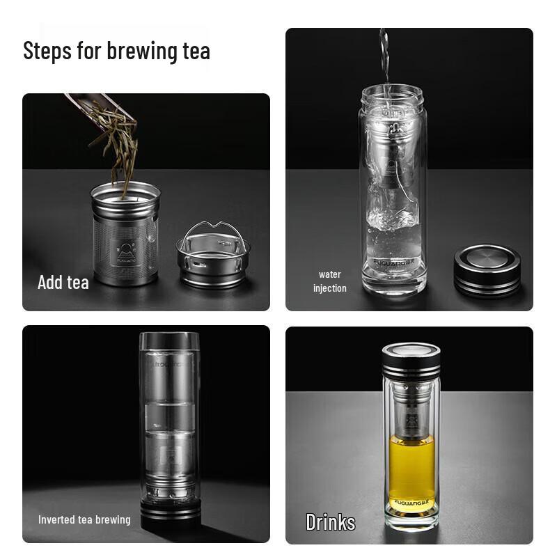 FUGUANG Thickened Double-Layer Glass Tea Bottle