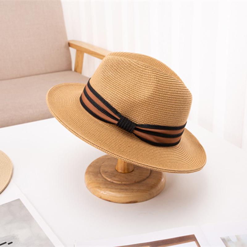 Women's Trendy Flat-Top Straw Beach Hat - Sun Protection for Outdoor Travel and Outings
