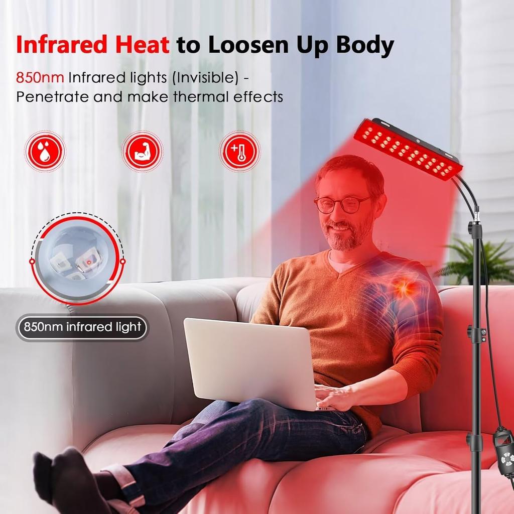 Red Light Therapy Lamp, Infrared Light Therapy with Stand - 660nm Redlight & 850nm Near Infrared Light Device for Body Healty Skin Care at Home Use