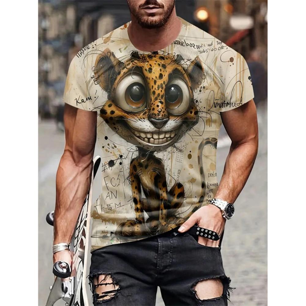 

Мужская футболка с модным принтом животных 3D футболка для мужчин с коротким рукавом мужская дизайнерская одежда летние повседневные топы с круглым вырезом мужская одежда 5XL