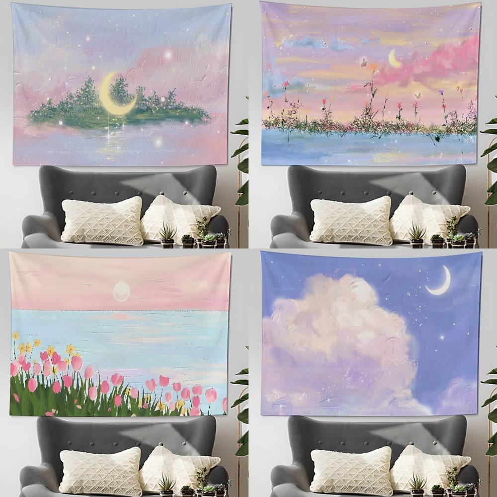 Landscape Oil Painting Tapestry Wall Hanging Tapestry Art Deco Blanket Curtain Hanging At Home Bedroom Living Room Decor