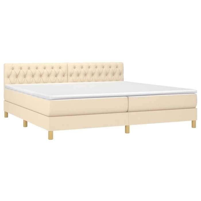 3140886 vidaXL Divan Bed with Mattress Cream 200x200 Cm Fabric