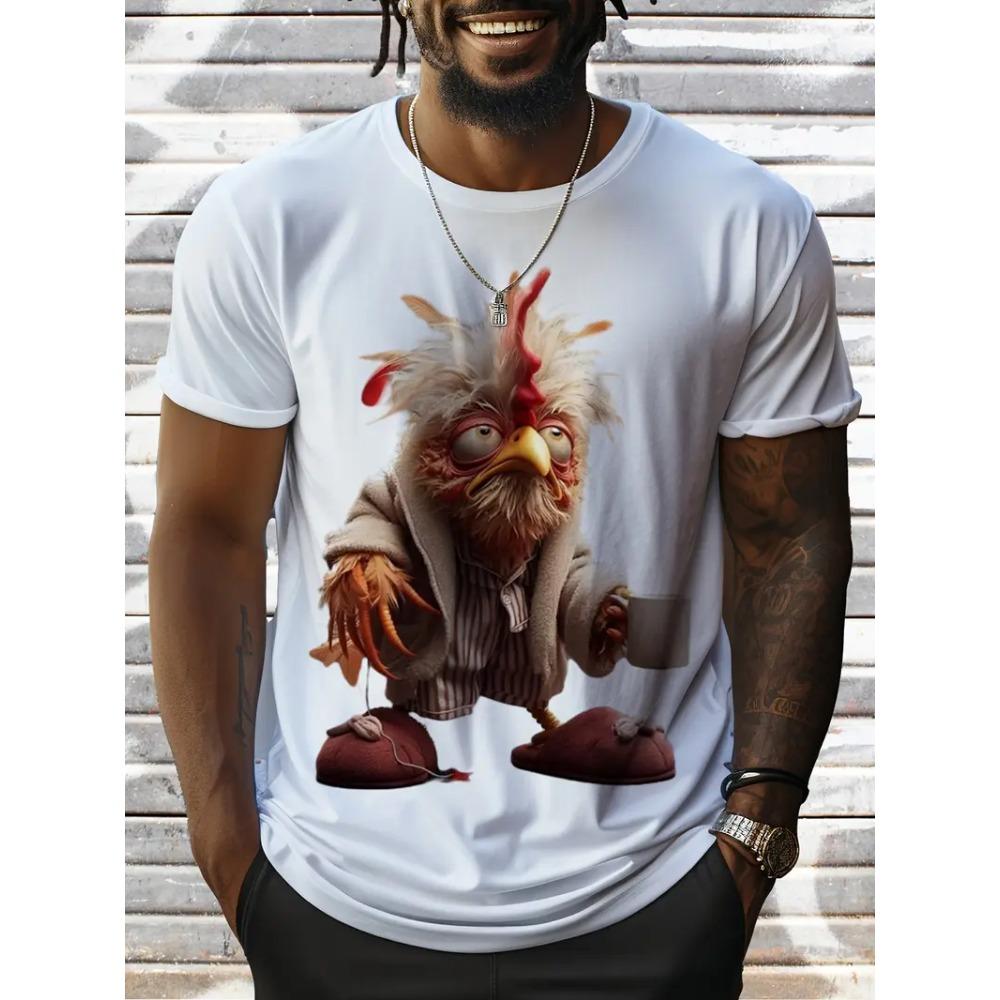 Sommer Herren Outdoor Freizeit Atmungsaktives T-Shirt Kurzarm Cartoon Tier 3D Gedrucktes Muster Groß Übergröße Locker Herren Kinder T-Shirt