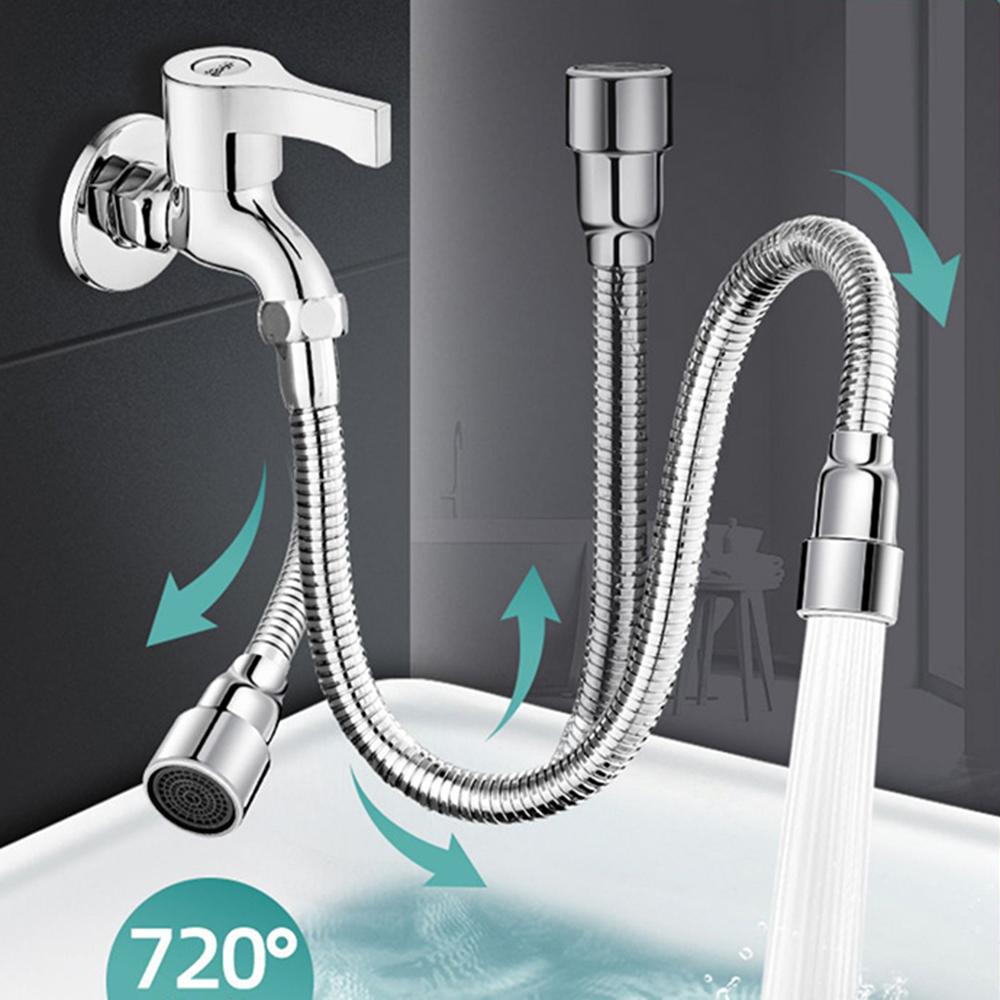 12-50cm Universal Faucet Extender Stainless Steel 360° Rotation Kitchen Sink Anti-Splash Nozzle Aerator Extension Hose 1/2 Modes