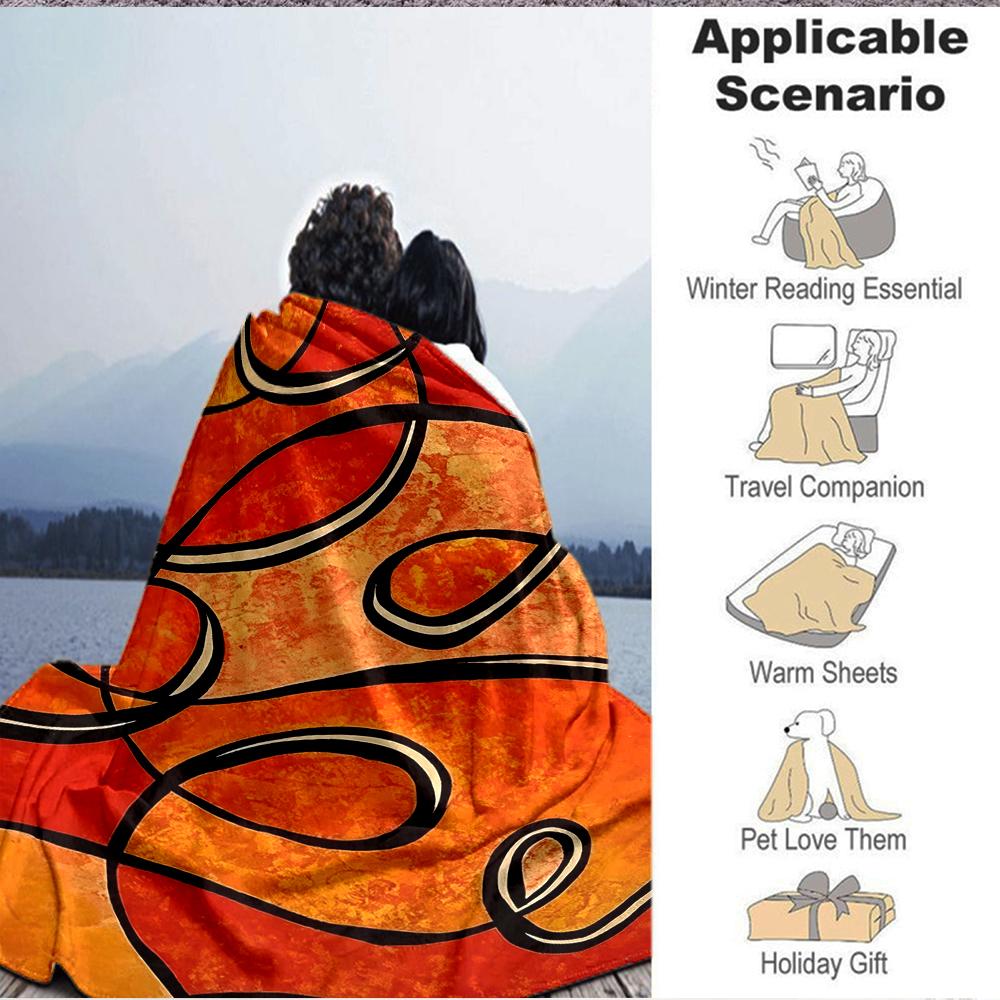 1Pc Abstract Lines Blanket Soft And Comfortable Casual Warm Camping Travel Christmas Halloween Xmas Gift M928623