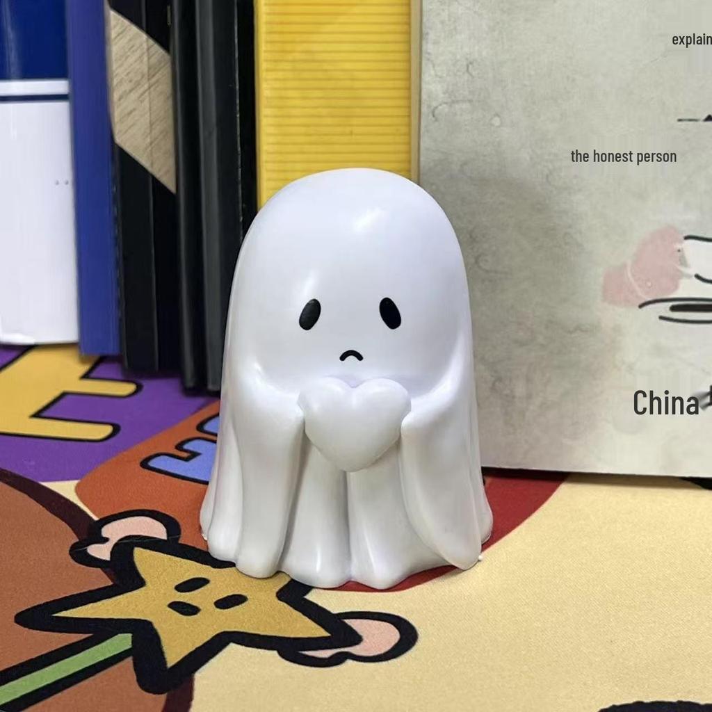 Creative Cute Ghost Resin Figurine: Middle Finger Halloween Decoration