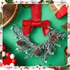 Artificial Christmas Wreath for Front Door Winter Greenery Wreath with Red Berries and Velvet Bow for Holiday New Year Decor