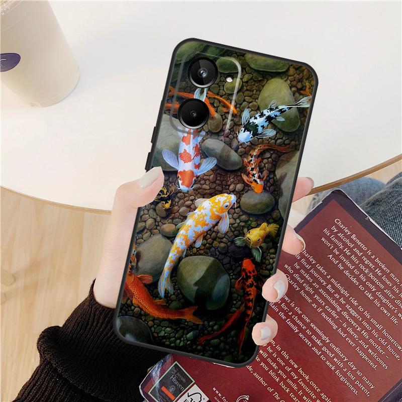 Koi Fish Carp Case For Realme C55 C75 C67 C61 C53 C51 C21Y C25S 10 11 12 13 14 Pro Plus GT 6T 6 5 GT7 Pro