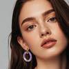 Natural Gemstone Woman Earrings Oversized Hoop Stainless Steel Earrings Wedding Party Jewelry Gifts Women's Fine Jewelry