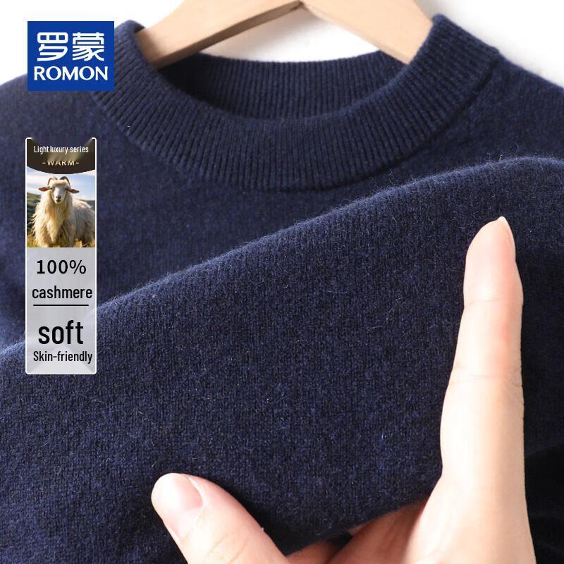 ROMON Men's 100% Pure Cashmere Round Neck Pullover Sweater