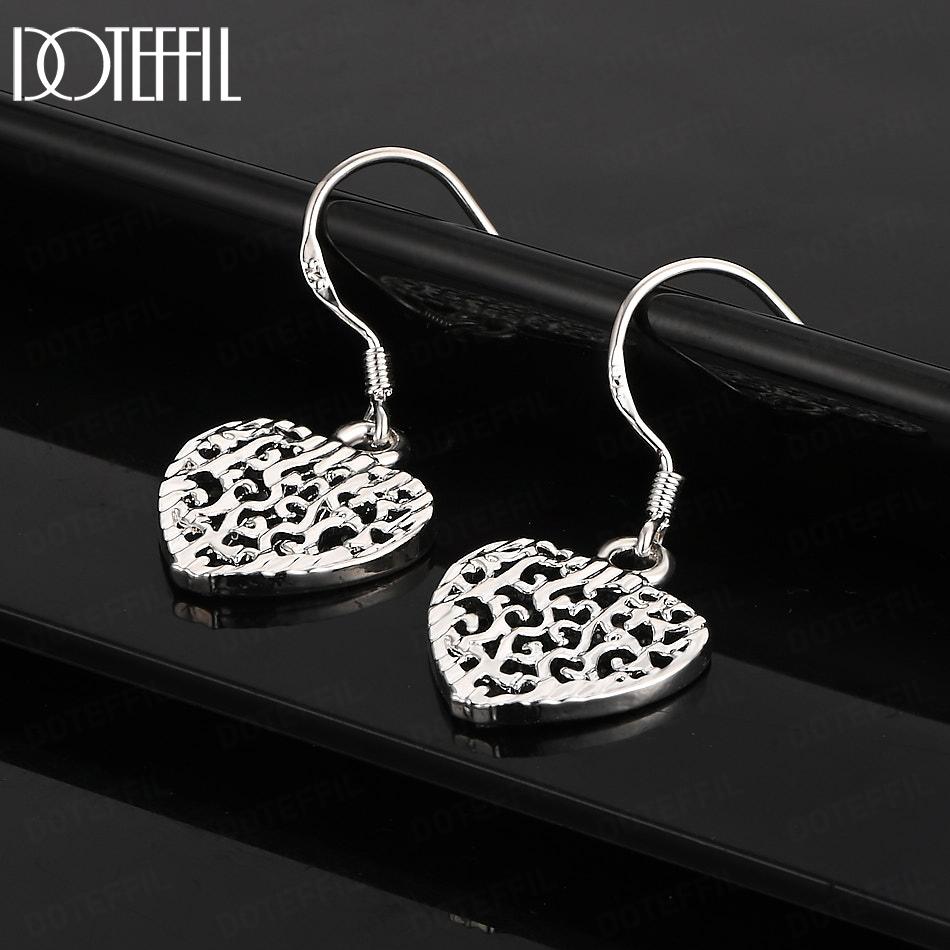 Cercei cu pandantiv în formă de inimă, argint 925, bijuterii de nuntă la modă