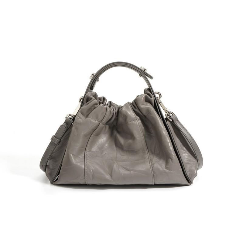 Small Niche Design Hand Grip Pattern Cowhide Handbag Classic Versatile Women's Crossbody Bag Fashionable Retro Shoulder